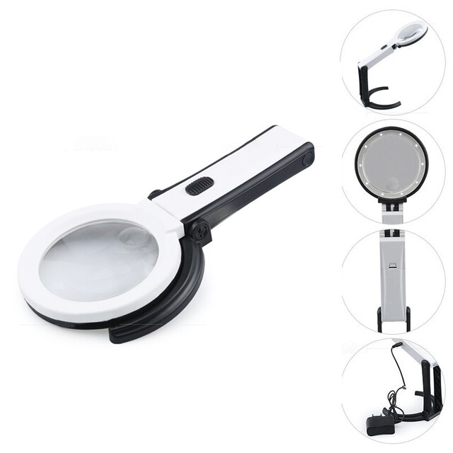 Lupa de Mesa con Luz Led 12cm Aumento x10