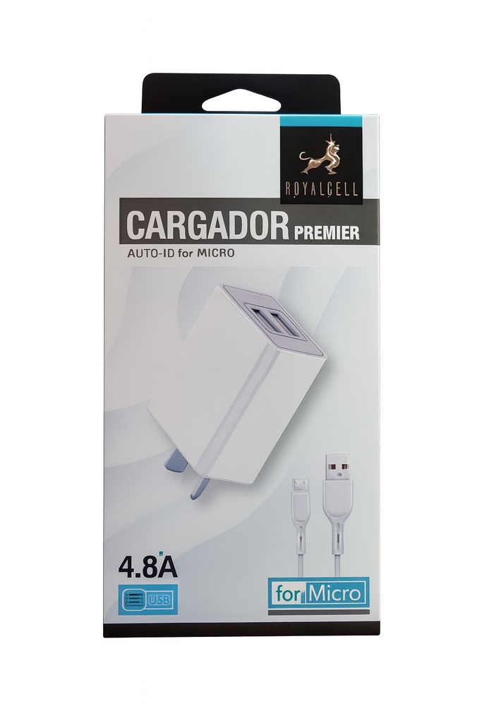 Kit Cargador 2 en 1 Royalcell Lightning Carga Rapida 4.8A doble usb