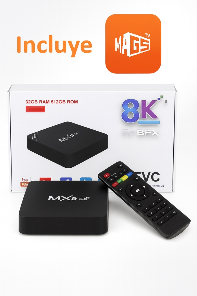 Convertidor Smart Tv / Tv Box MX9 Ultra HD Pro 8K 32gb + 512gb Android 13 (configurado y con magis) @#