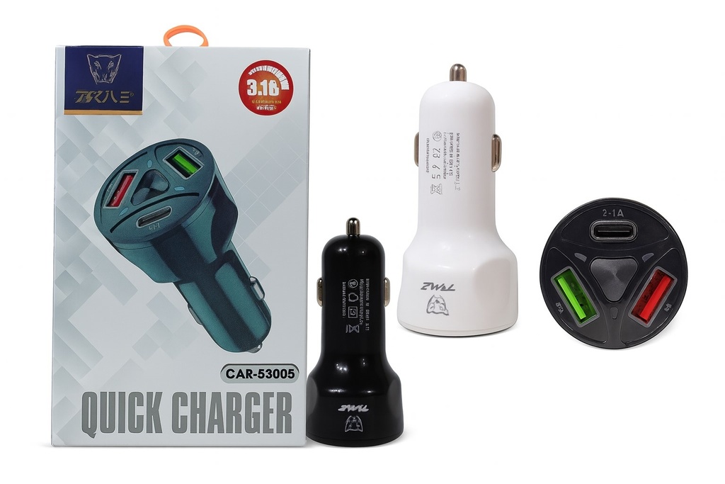 Cargador 12V Tipo C PD + 2 Usb 3.1A CAR-53005