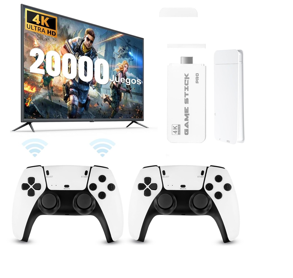 Consola Inalambrica Retro 2.4G 8K 3D Multijuegos 2 Joysticks 64gb