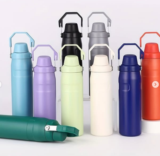 Botella Termica Doble Tapa con Manija 1000ml (Fucsia)