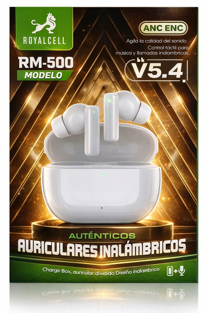 Auricular Bluetooth 5.4 Doble RM-500 con Base Cargadora