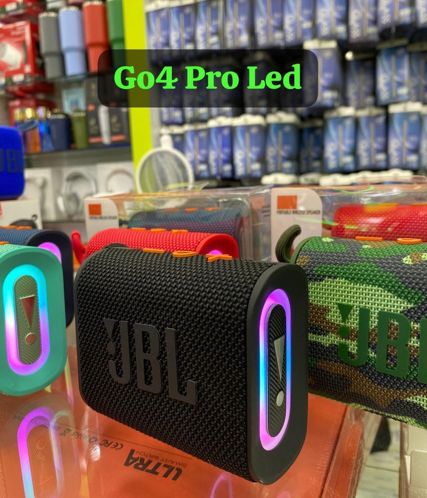 Parlante Portatil Bluetooth JBL GO4 Pro con Luces Azul caja con detalle(Replica)