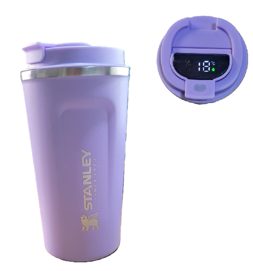 Vaso Termico con Pico y Termometro Led Stanley 510ml Lila