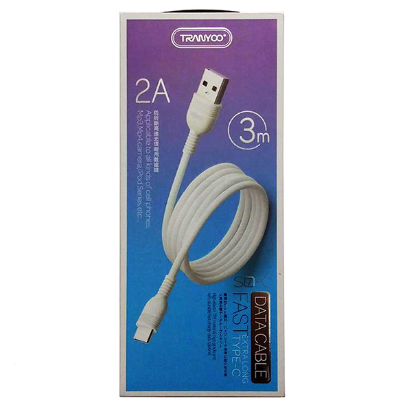 Cable Tipo C carga rapida 2A 3m Tranyco S7-C