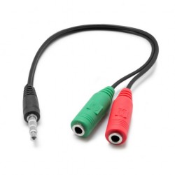 Cable Adaptador de Audio 3,5 macho 4 contactos a 3,5 hembra doble