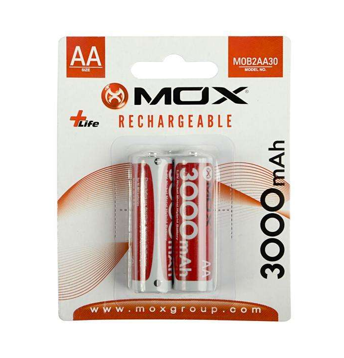 Pack 2 Pilas Recargables AA Mox 3000 mAh