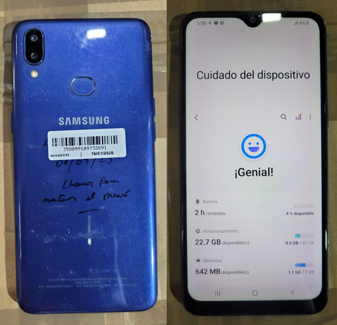 Celular Usado Samsung A10s 32GB/2GB RAM Azul (detalle en modulo) @#