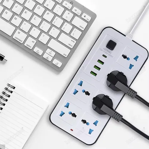 Zapatilla Toma Corriente 6 tomas 3 Puertos Usb + Usb-C 2m