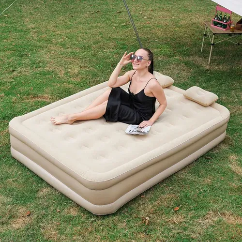 Colchon Inflable de 2 Plazas con Inflador Automatico (198x150x40cm)