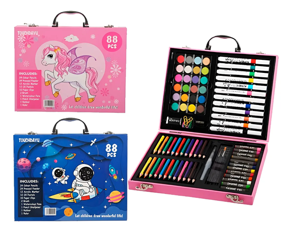 Maletin Rigido Kit de Arte 88pcs (Rosa)