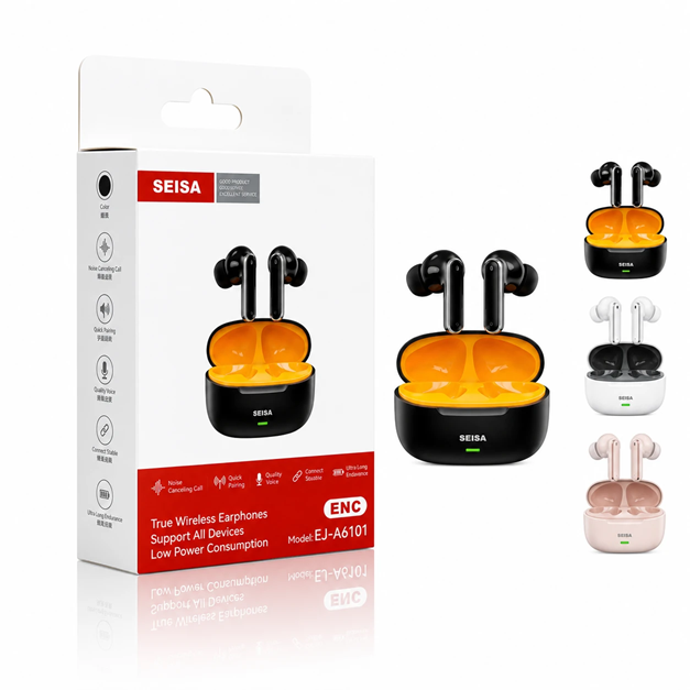 Auricular Bluetooth 5.4 Doble Seisa EJ-A6101 con Base Cargadora