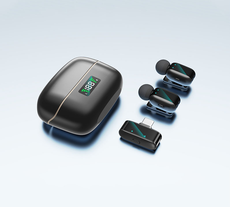 Microfono Corbatero Inalambrico Doble Tipo C con Base Cargadora SX35 Mini