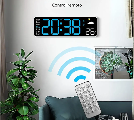 Reloj Digital 5V con Calendario y Temperatura 11" + Control (28x9cm)