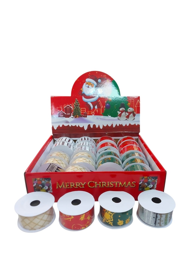 CINTA NAVIDEÑA 3.8CM CON CARRETEL (L185-25-25)