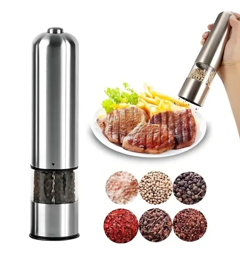 Pimentero Molinillo Acero Inoxidable a Pila (4 pilas AA, no incluidas)