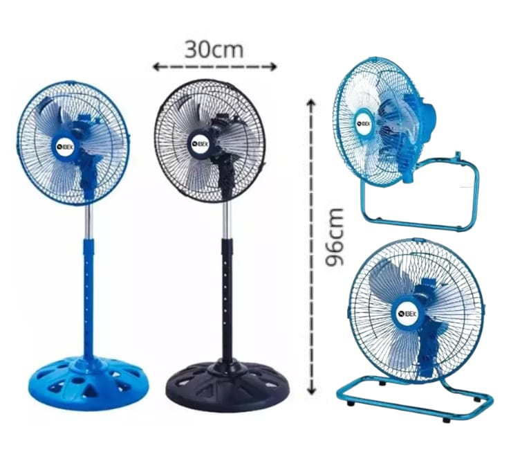 Ventilador 3 en 1 10" Ibek 60w (azul - negro - rosa)
