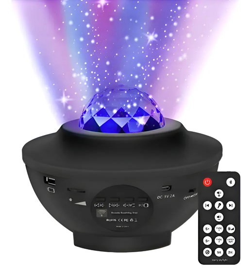 Proyector Led 360° Parlante BT con Control Universo (16x15cm)