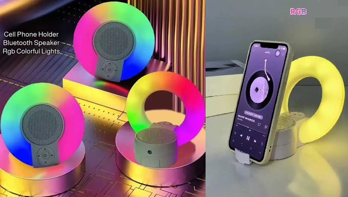 Parlante Portatil RGB Bluetooth FM con Soporte para Celular LP-M3 (5,2cm)