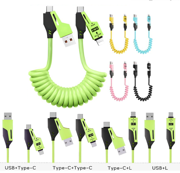 Cable Carga Rapida Tipo Resorte PD +USB a Lightning 27W / 65W