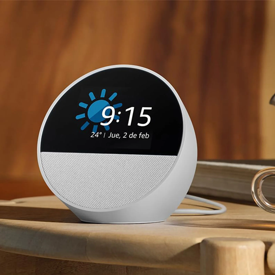 Parlante Bluetooth Inteligente Amazon Echo Spot Alexa 2024 Blanco