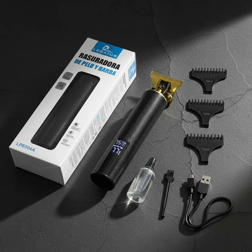 Corta Pelo Trimmer Afeitadora Inalambrica Recargable Usb con Display LPE004A (negro)