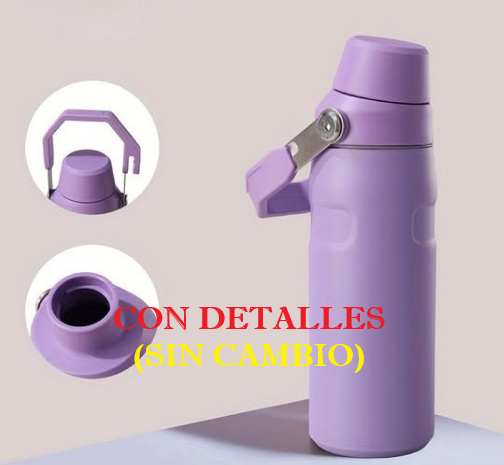 Botella Termica Doble Tapa con Manija 1000ml (Lila) CON DETALLES