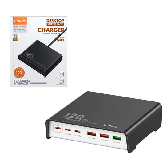 Cargador Multiple 120W 3 Usb + 3 PD LDNIO Q605