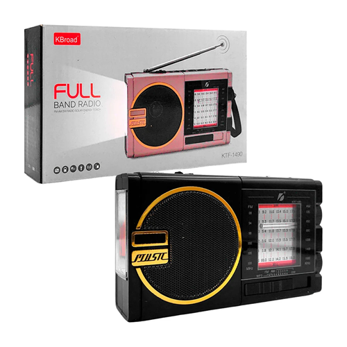 Radio KTF-1490S BT FM AM Usb Sd Aux 8 Bandas Panel Solar Linterna Recargable Retro Vintage