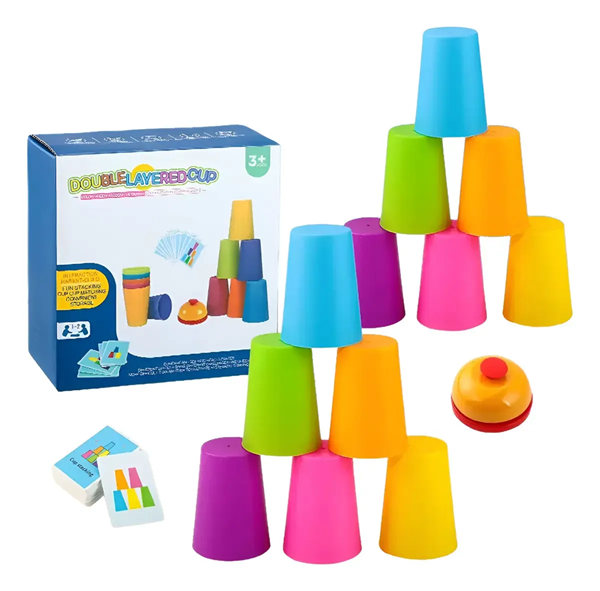 Juego de Vasos Apilables con Tarjetas y Temporizador