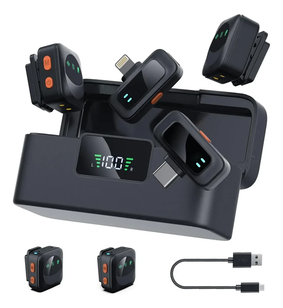 Microfono Corbatero Inalambrico Doble Tipo C Lightning 2 en 1 EJ-B6136
