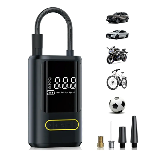 Mini Compresor de Aire Recargable 60W con Linterna y Boquillas