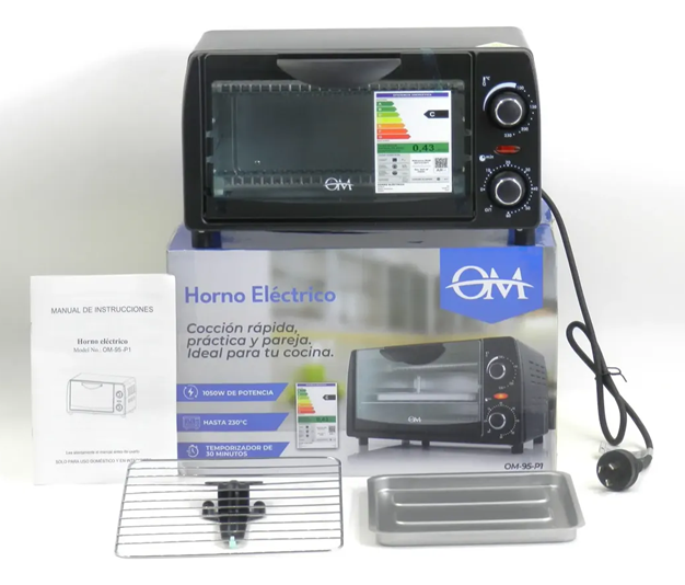Horno Electrico 1050w con Temporizador 30 minutos