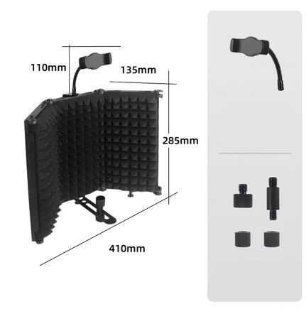 Cabina de Grabacion Acustica Portatil 3 Paneles con Soporte para Celular
