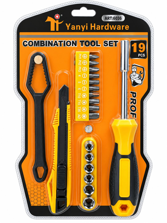 Kit Llave Universal con Puntas Destornilladores y Tubos 19pcs