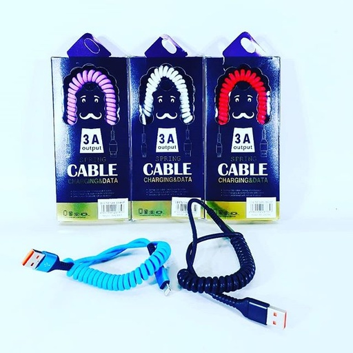 [6980998287857] Cable de Datos Resorte Lightning 3A (Sueltos, sin caja)
