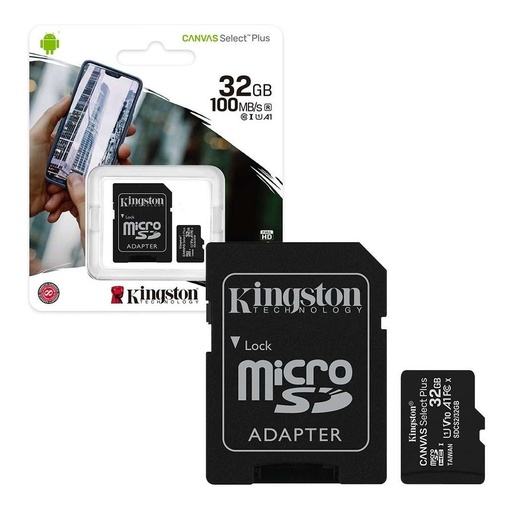 [740617298680] Micro SD 32gb Kingston clase 10 Canvas Select Plus 100MB/s