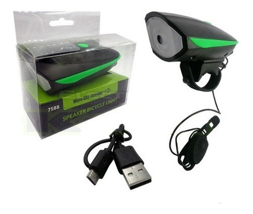 [6290132573013 SH231-1] Luz de Bici Impermeable Recargable 3 modos con Bocina 7588