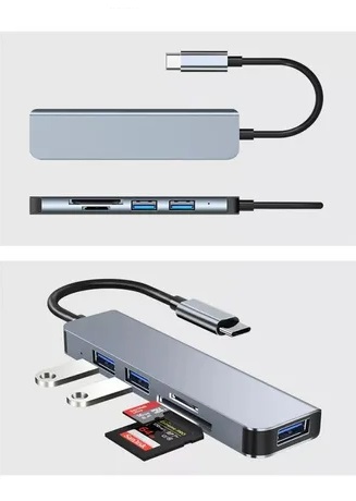 [6290132577363 BYL-2103T] Hub Tipo C con 5 puertos usb 3.0 + usb 2.0 x 2 + SD + TF