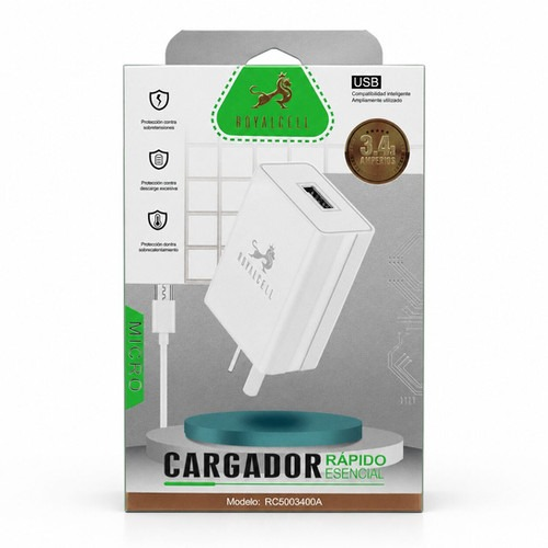 [7796350501467 RC5003400A] Kit Cargador 2 en 1 Royalcell V8 Carga Rapida 3.4A