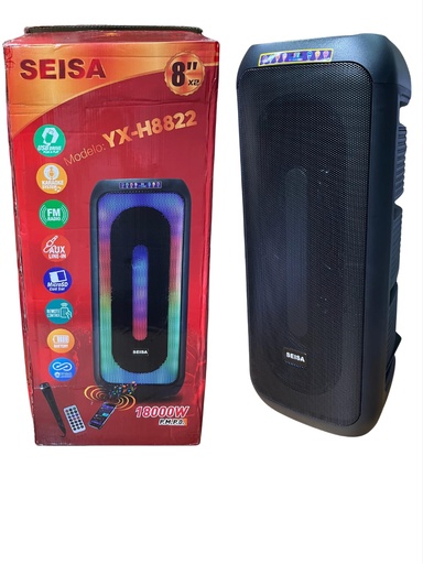 [6290132580660 YX-H8822] Parlante Torre Portatil 8"x2 18000w con microfono y control