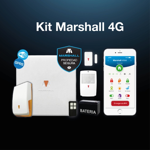 [502896] Kit de alarma Marshall 4G (Comprar Chip a Eleccion)