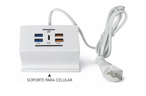 [6545124381511] Zapatilla Usb a 220v 4 puertos + PD 3.1A