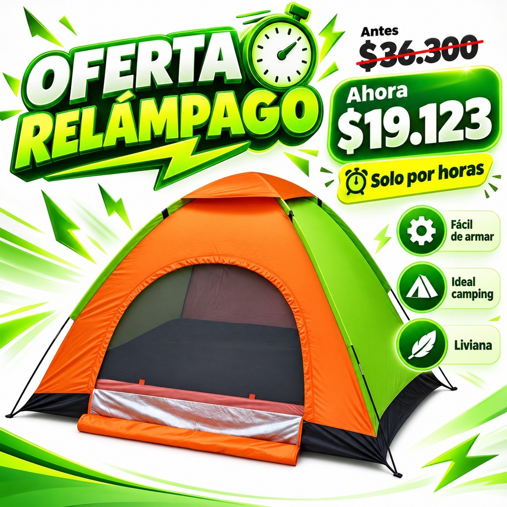 [6909498041356 HY-1100 366686] Carpa Tipo Iglu para 4 personas (200x200x135cm)