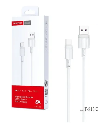 [6970791123582] Cable Carga Rapida 6A Tipo C Tranyoo T-S13C