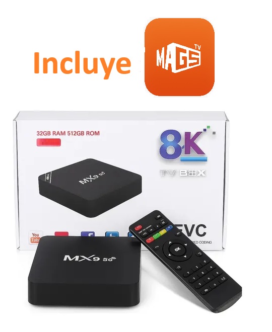 [7885791798618] Convertidor Smart Tv / Tv Box MX9 Ultra HD Pro 8K 32gb + 512gb Android 13 (configurado y con magis) @#