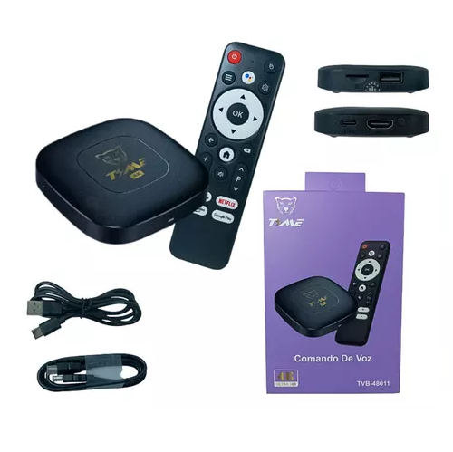 [563834 564671 TVB-48011 TVB-48012] Convertidor smart tv / Tv Box TIME 5G + Comando de Voz 4K 2gb + 16gb