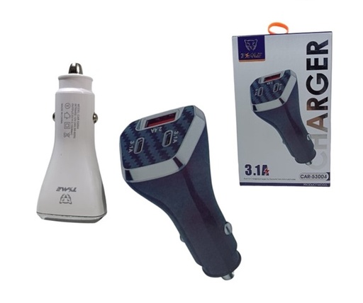 [504091] Cargador 12V 2 Tipo C PD Dual 3.1A + Usb 2.4A CAR-53004