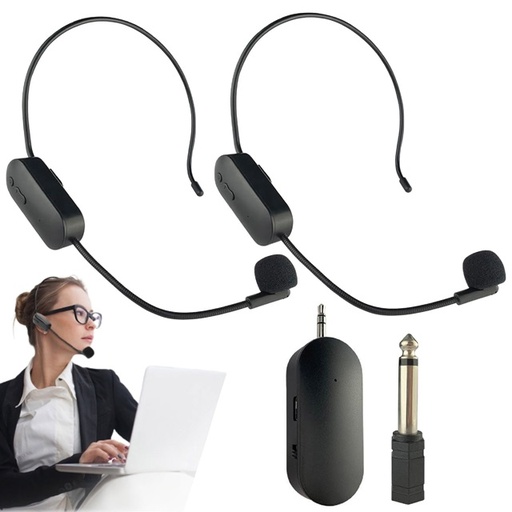 [6290132586990] Microfono Inalambrico Vincha Recargable 2.4G Doble AY-102